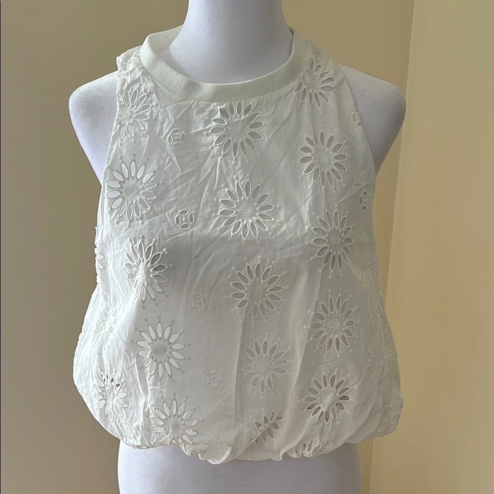 New! Zara medium white open work embroidered top.